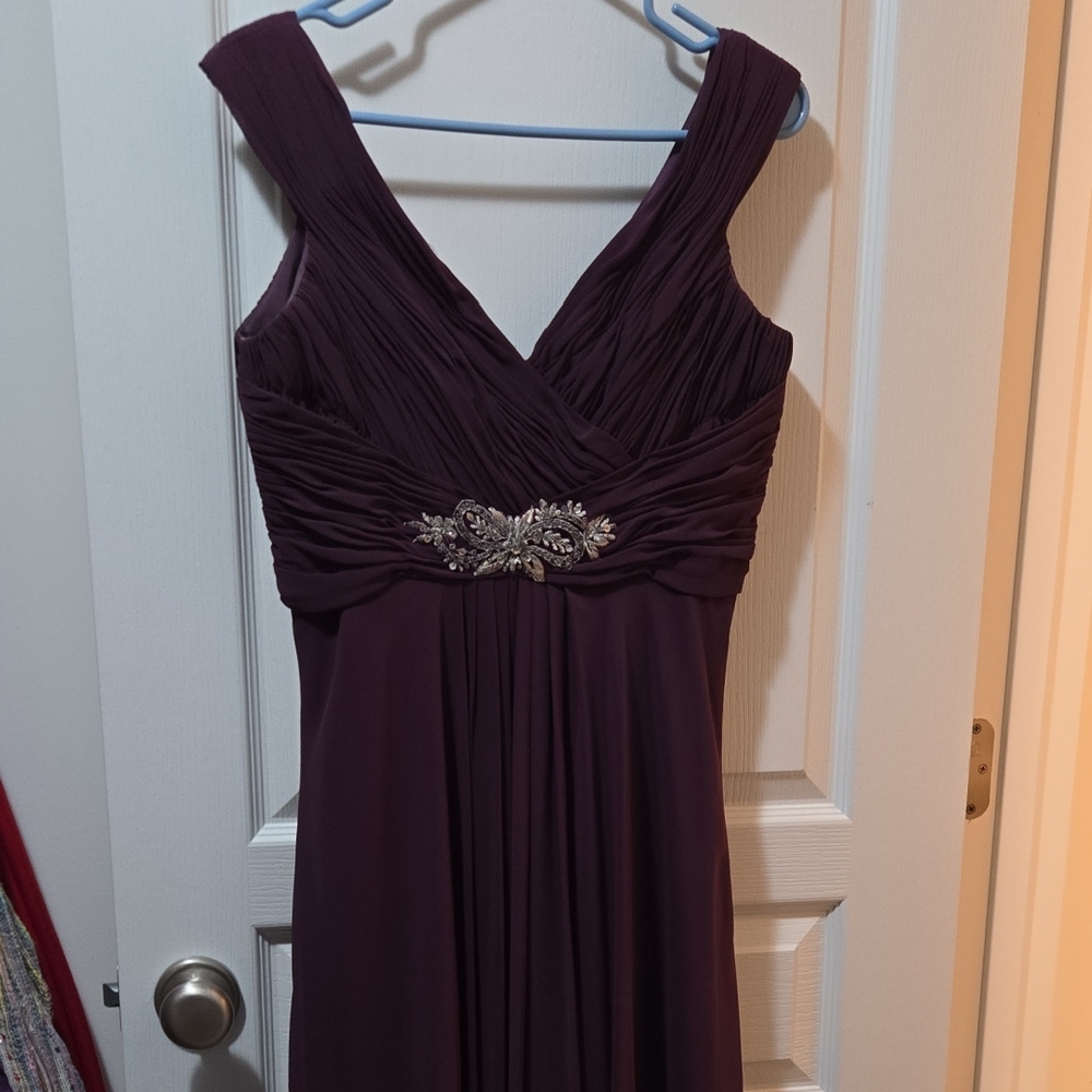 Allure Bridals Deep Purple Gown with Embellished Waist